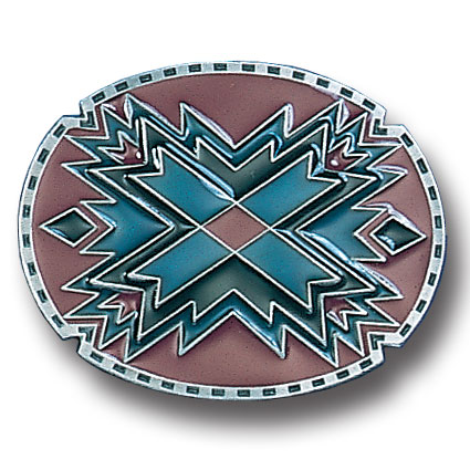 Belt Buckle - Southwestern Oval Red